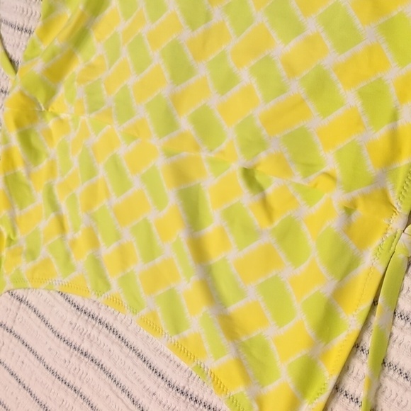 Anthropology Solid Striped Melissa Pineapple Tile Swimsuit One Piece Beachy XL - Picture 5 of 8